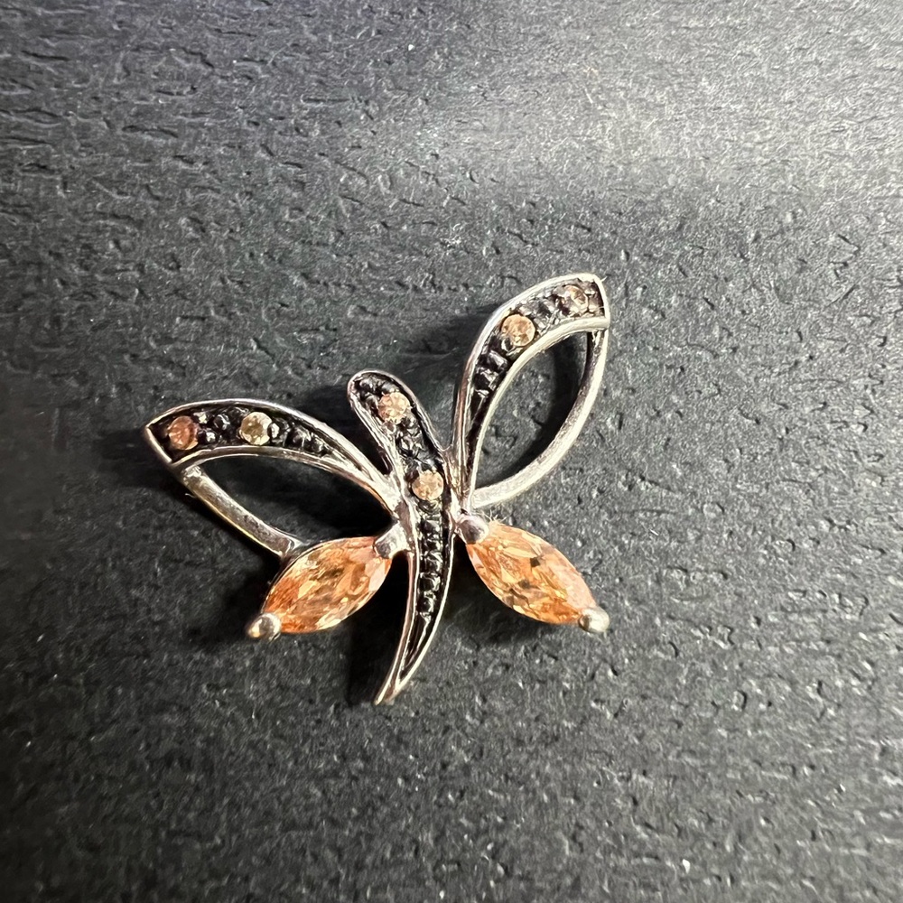 Sterling silver orange butterfly charm